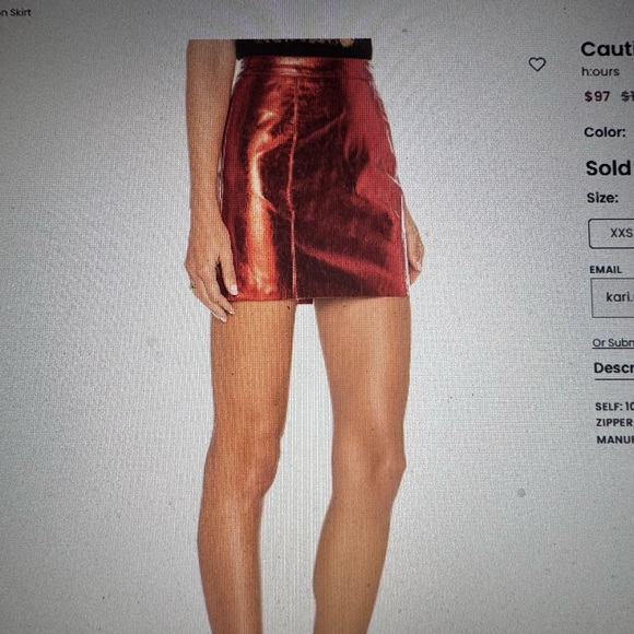 H:ours red metallic mini skirt - Picture 3 of 4